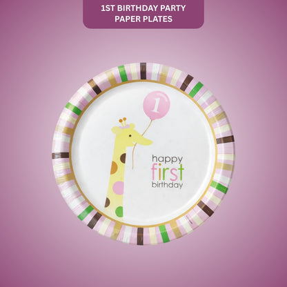 Happy 1st Birthday Party Paper Plates - 9 inches - 8PC