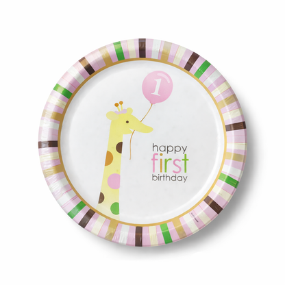 Happy 1st Birthday Party Paper Plates - 9 inches - 8PC