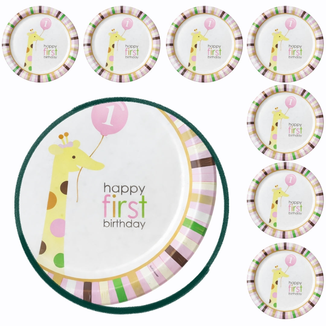 Happy 1st Birthday Party Paper Plates - 9 inches - 8PC