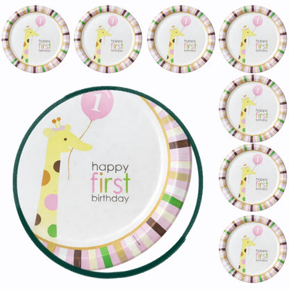 Happy 1st Birthday Party Paper Plates - 9 inches - 8PC