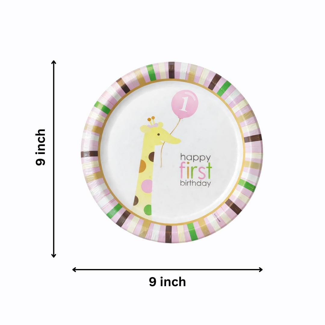 Happy 1st Birthday Party Paper Plates - 9 inches - 8PC