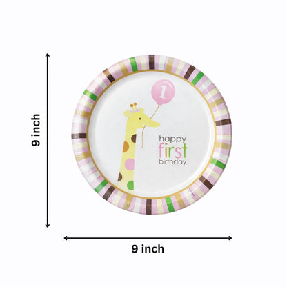 Happy 1st Birthday Party Paper Plates - 9 inches - 8PC