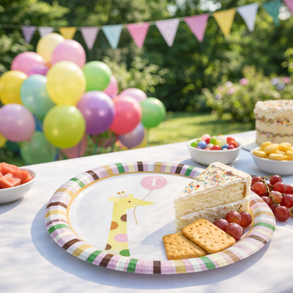 Happy 1st Birthday Party Paper Plates - 9 inches - 8PC