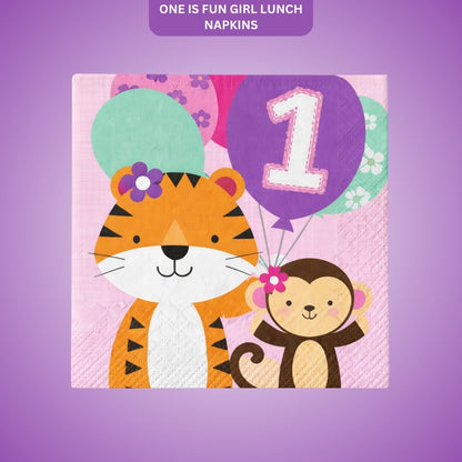 One is Fun Girl Lunch Napkins – Pack of 16