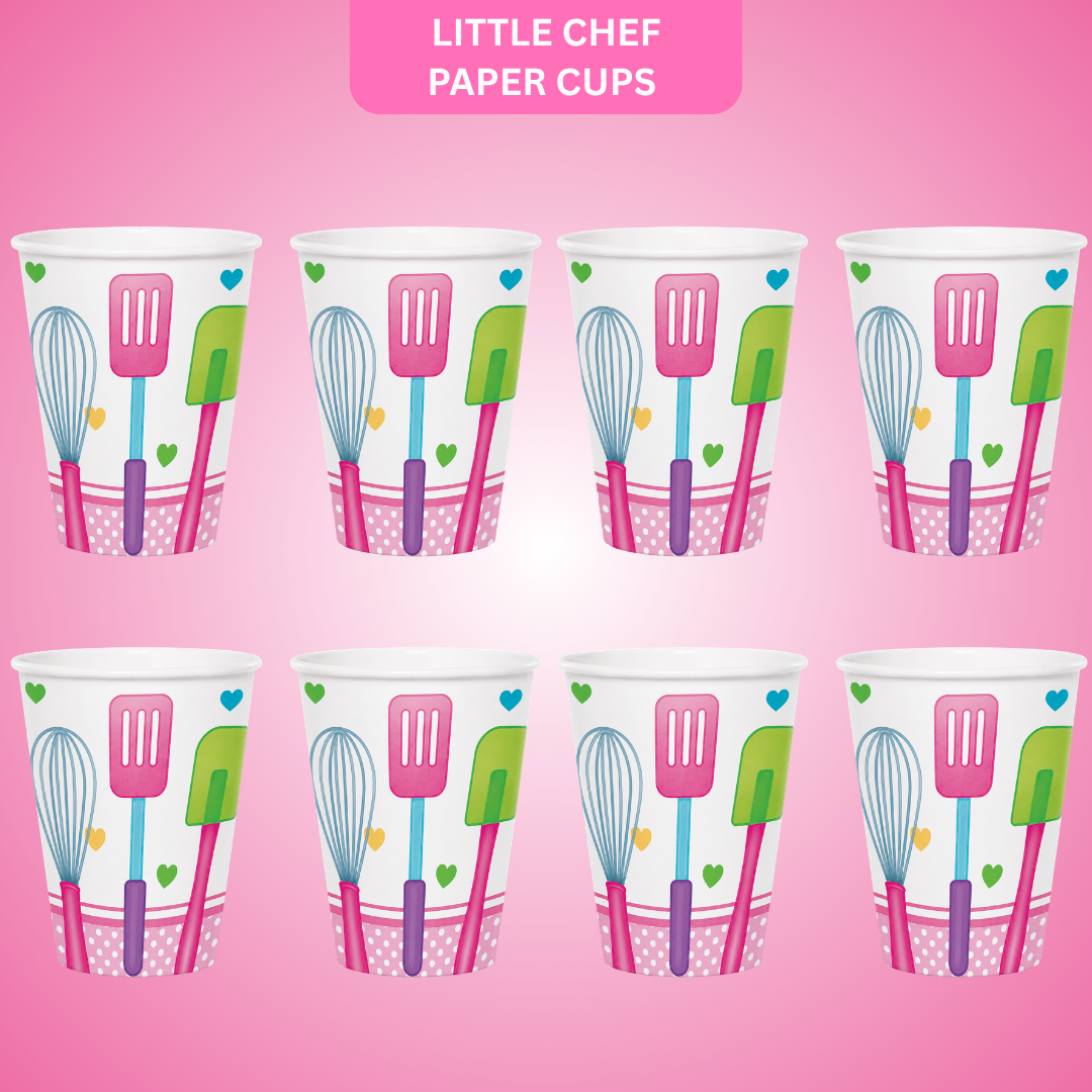 Little Chef Paper Cups - Pack of 8 | Kids Birthday Party Supplies