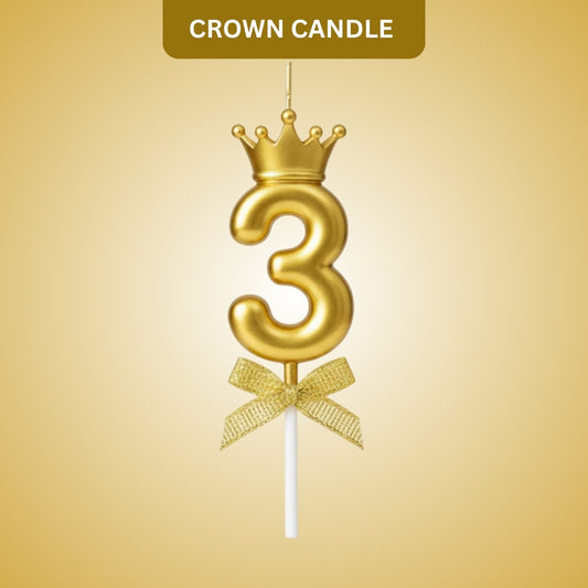 Golden Crown Numerical Candle No. 3