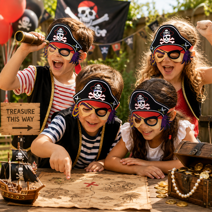 Pirate Paper Masks for Kids - Pirate Theme Party Accessories - 8 Pc