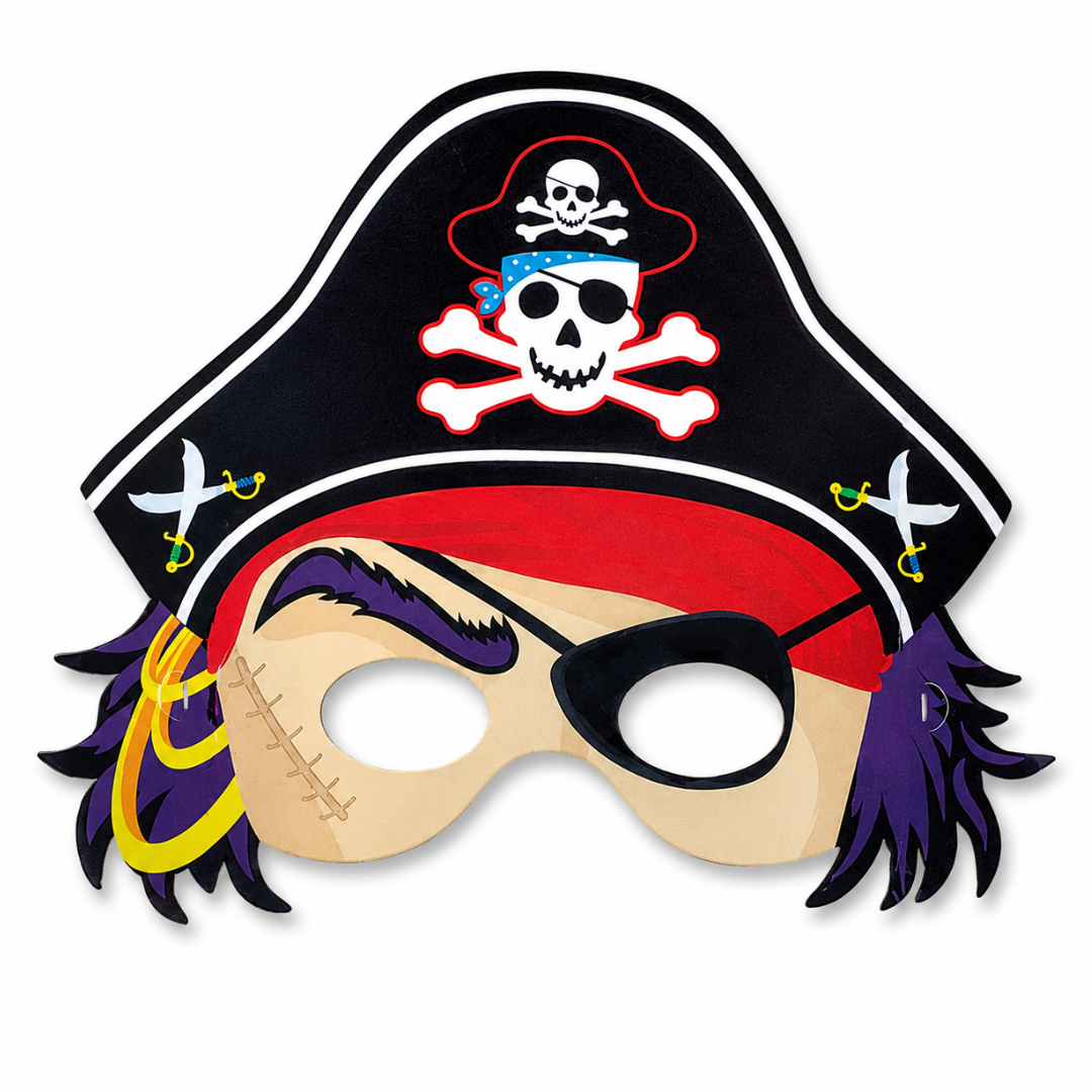 Pirate Paper Masks for Kids - Pirate Theme Party Accessories - 8 Pc