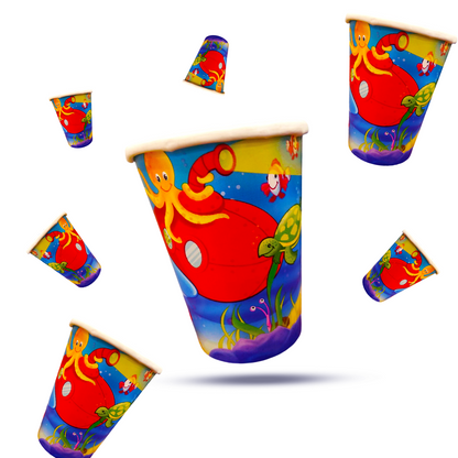Underwater Theme Party Paper Cups - 270ML - 8PC