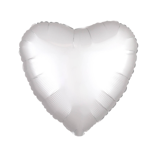 White Matte Finish Heart Shaped Balloon - Helium Quality - 18 inches - 1PC
