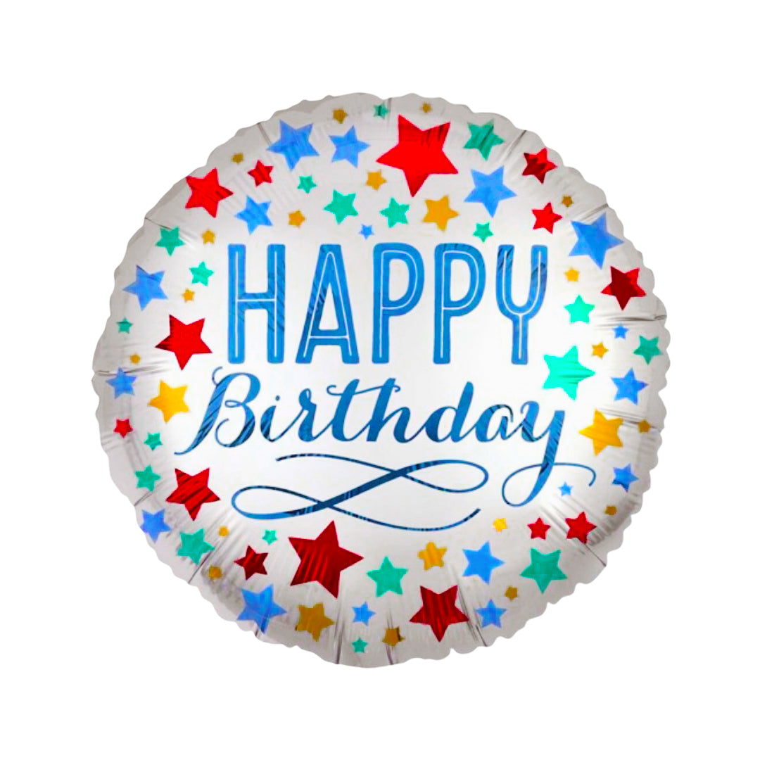 18" Birthday Satin with Stars S40