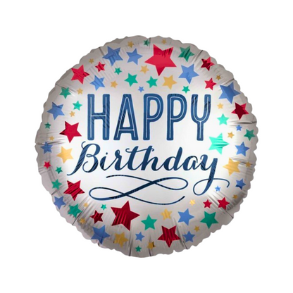 18" Birthday Satin with Stars S40