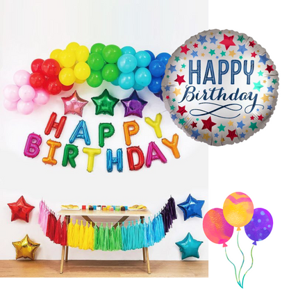 18" Birthday Satin with Stars S40