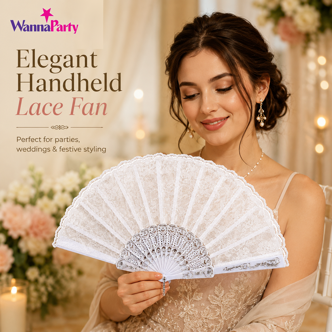 White Net Fan Wedding Favor