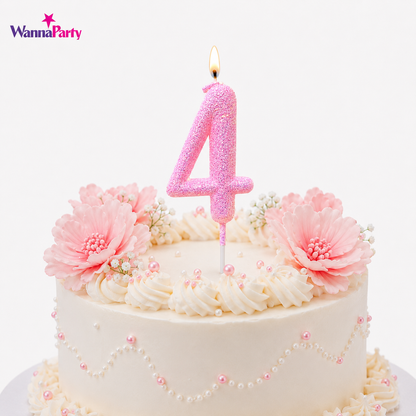 Glitter Designer Pink Candle No. 4