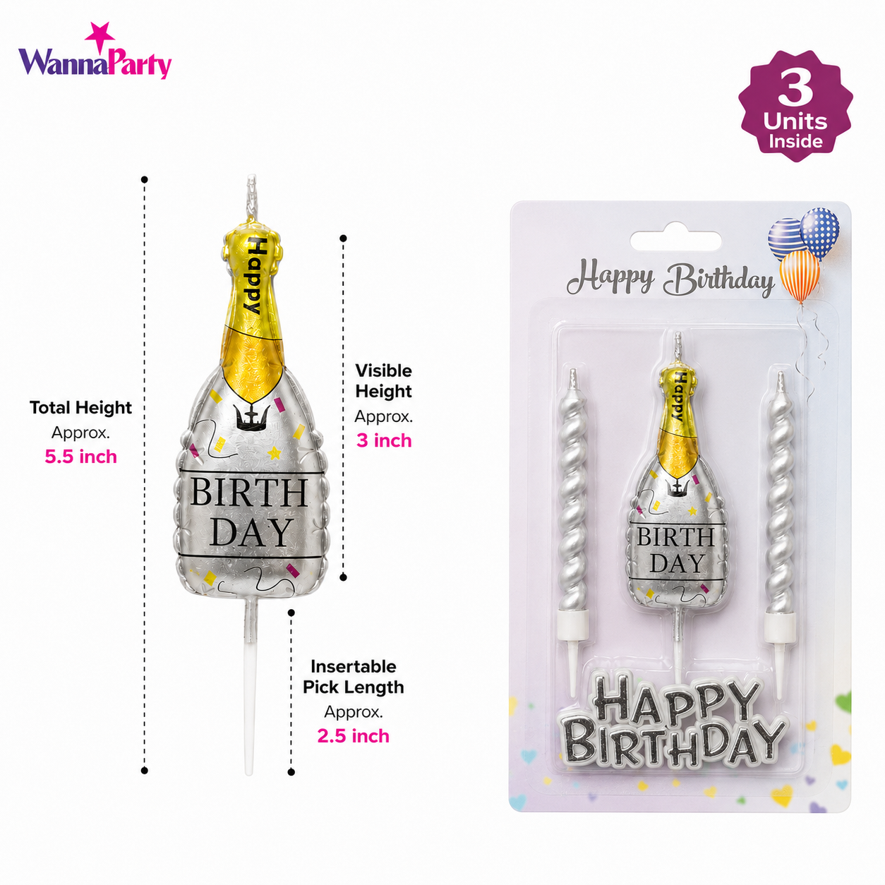 Champagne Golden and Silver Candle