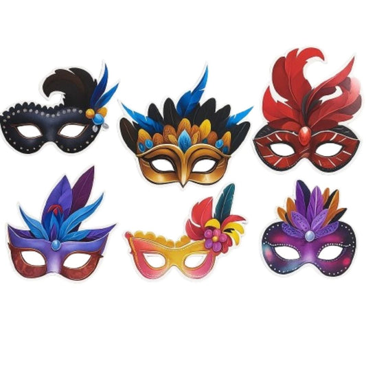Masquerade Paper Eye Mask - 6PC - Wanna Party - side
