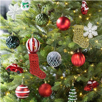 Santa Stocking Tree Hanging Decoration  2Pc