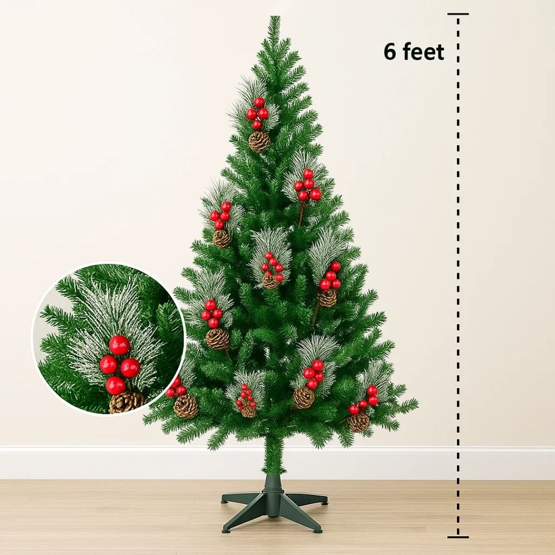 Pine Christmas Tree Green - 6FT with Cherry & Pine Tree Inserts