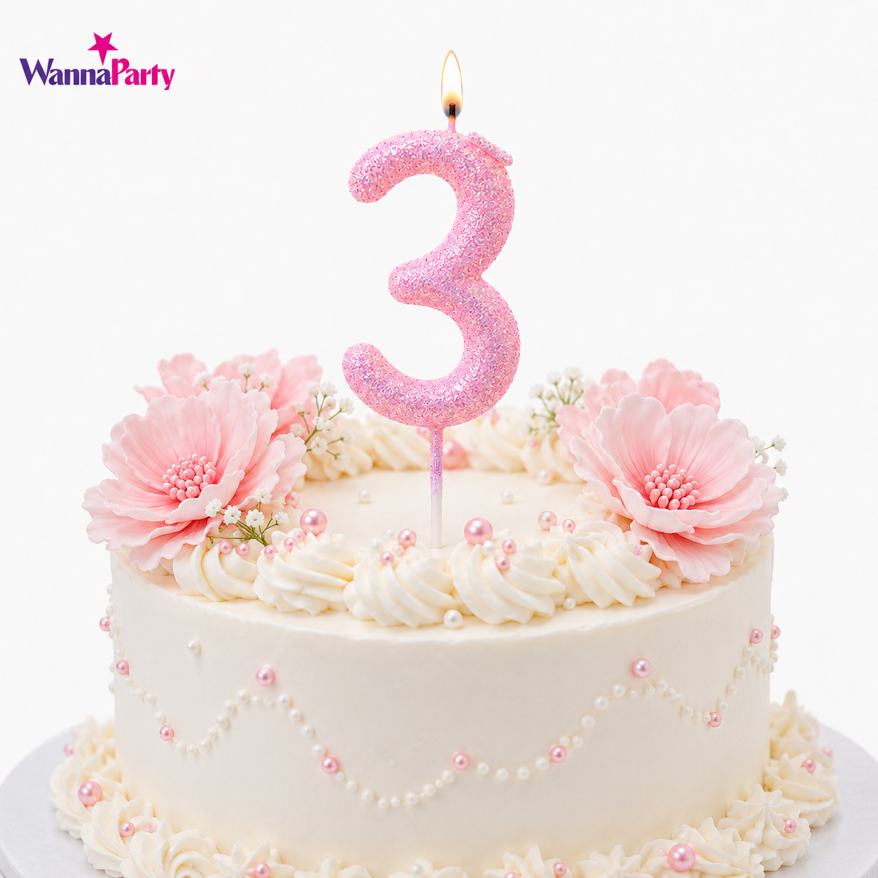 Glitter Designer Pink Candle No. 3