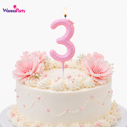 Glitter Designer Pink Candle No. 3