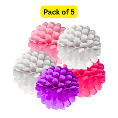 Multicolor Paper Pom Pom Hangings -10 Inch - 5PC - Wanna Party - front