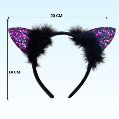 "Naughty Cat Ears Glittery Purple Headband for Girls - 1PC "