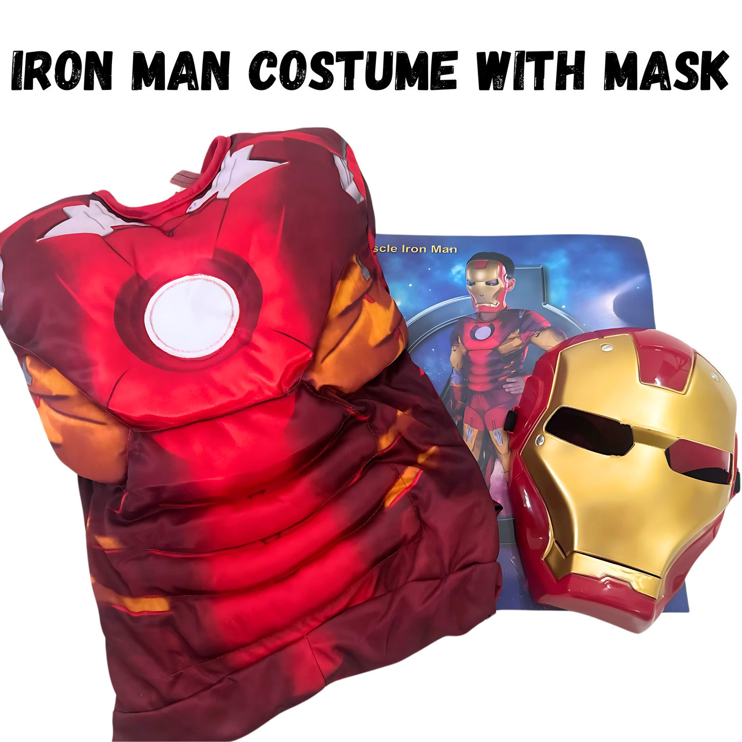 Muscular Iron Man Costume With Mask for Kids Age 7 to 9 - Size XL