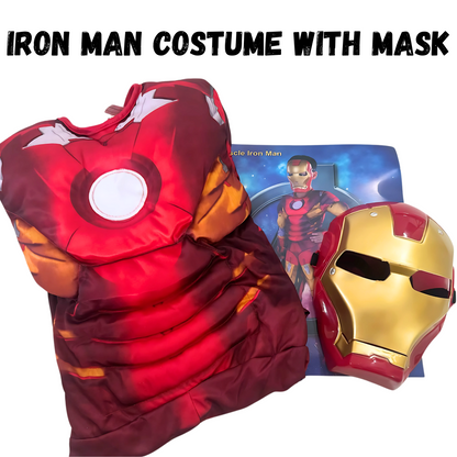 Muscular Iron Man Costume With Mask for Kids Age 7 to 9 - Size XL
