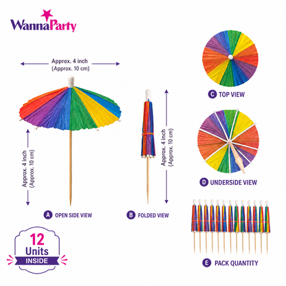 Umbrella Drinks Topper - 12PC