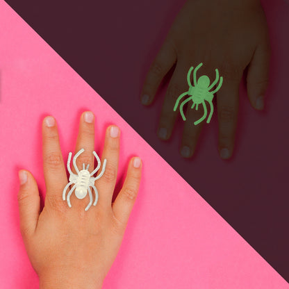 Glow in Dark Spider Rings 10PC - Halloween Party Favors | Wanna Party - Image 1