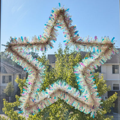 Iridescent Star Shaped Wreath 24" for Christmas Decor - 1PC