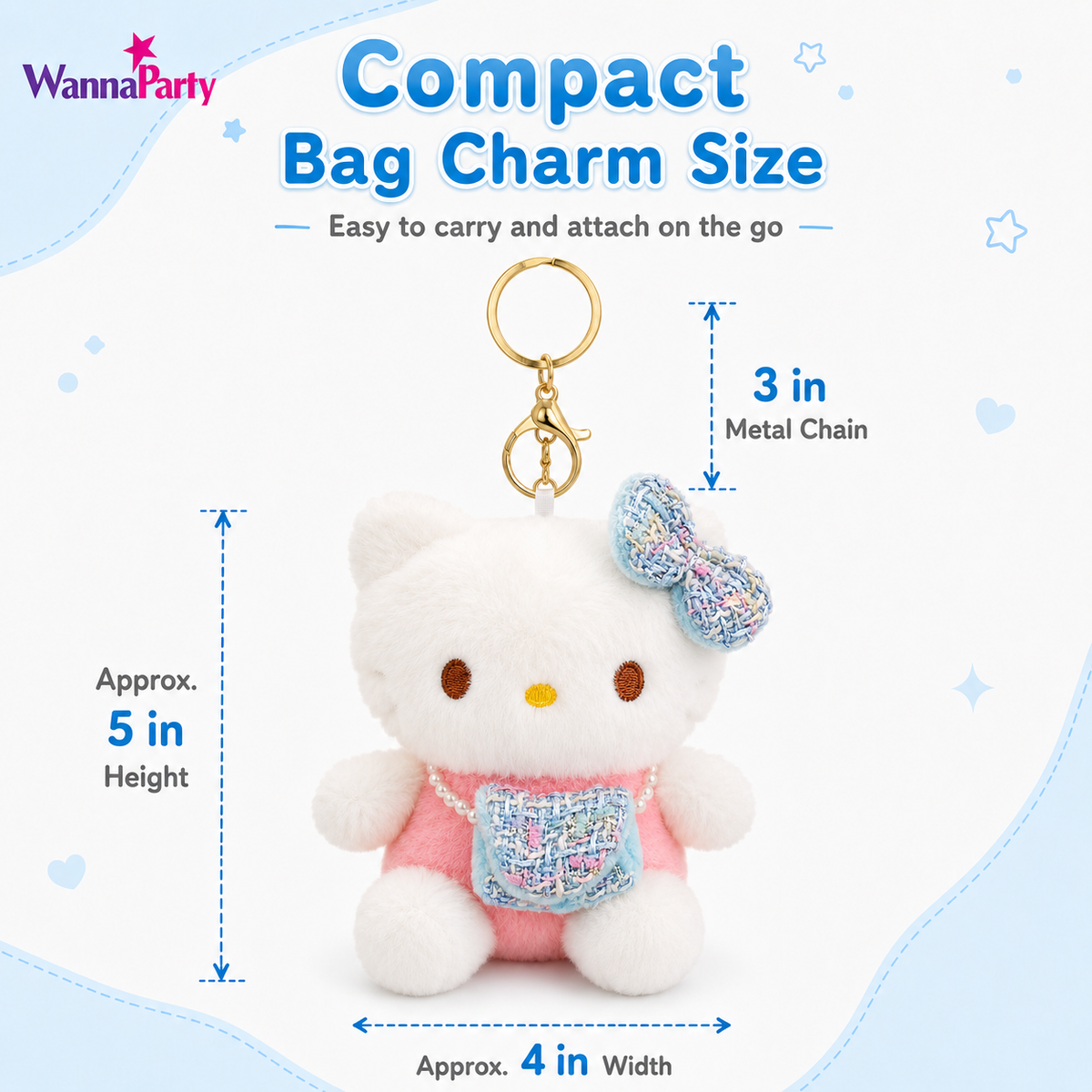 Hello Kitty Pink Plushy Keychain - Kawaii Bag Charm | Wanna Party - Image 4