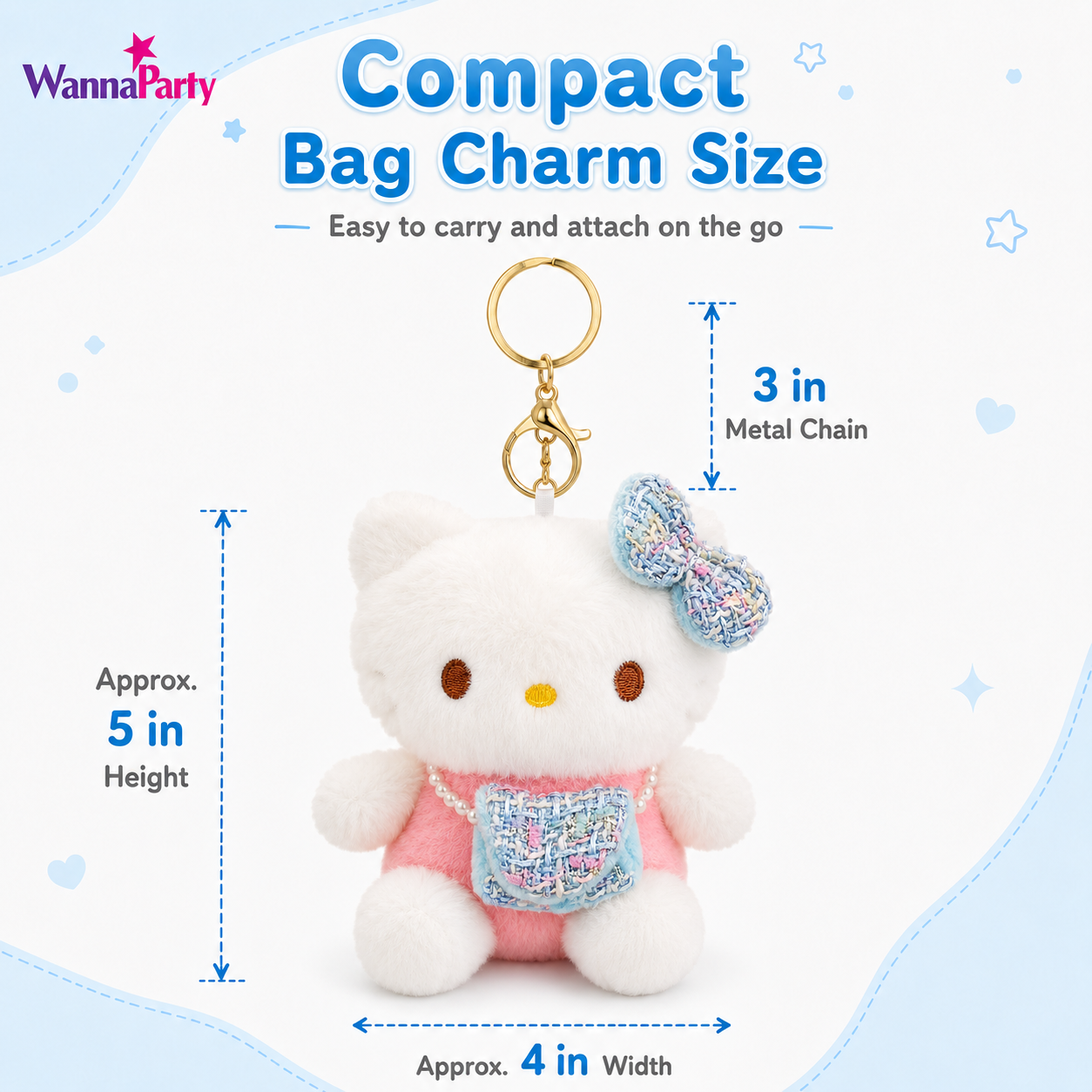 Hello Kitty Pink Plushy Keychain - Kawaii Bag Charm | Wanna Party - Image 4