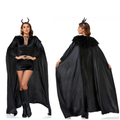Maleficient Velvet Costume with Cape and Headband - Size M - Bust  34 inches