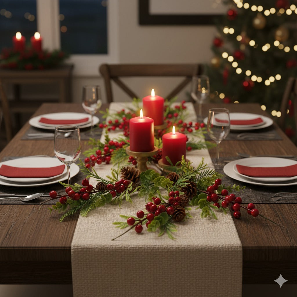 Pine Snow Leaves with Cherry & Tree Inserts - 2PC