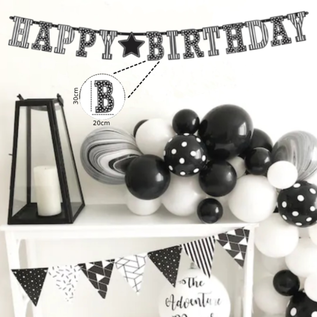 Giant Letrer Banner Black & White - Over 10FT