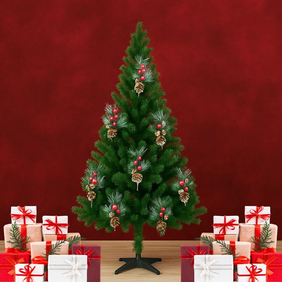 Pine Christmas Tree Green - 5FT with Cherry & Pine Tree Inserts