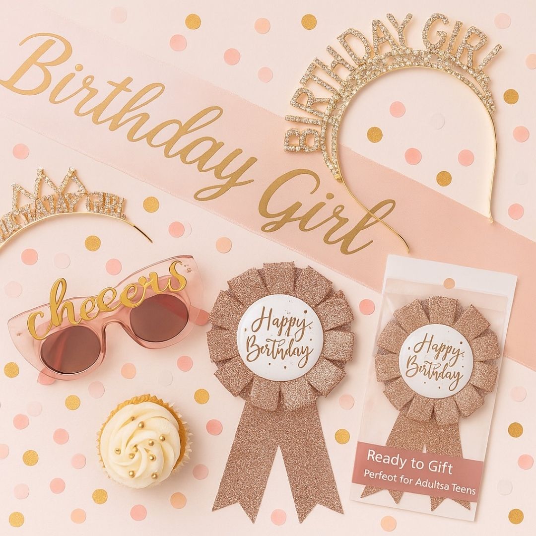 Happy Birtday Rose Gold Award Ribbon  - 1PC