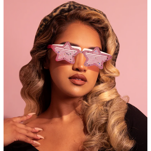 Neon Pink Glitter Star Shaped Shades - 1PC
