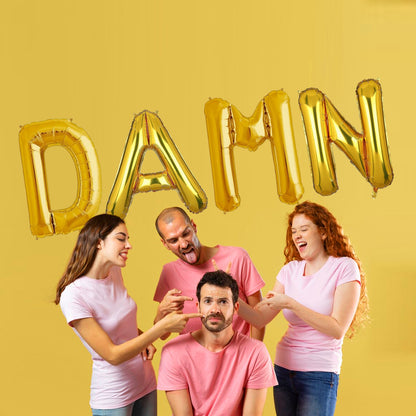 DAMN Golden Foil Balloon Set -  Helium or Air Filled - 40 inches - 4PC