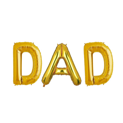DAD Gold Letter Foil Balloon Set 40 Inch (3 Pcs) | Helium Quality Reusable Balloon Banner for Father’s Day & Celebration Decoration