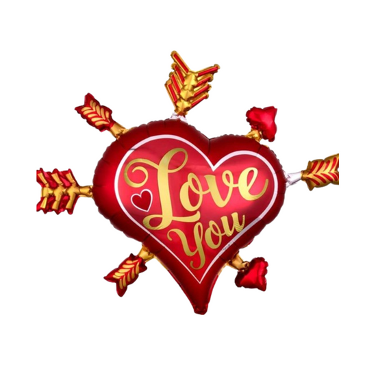 Heart Infused with Arrows All Over Love You Foil Balloon - 34 inches - 1PC