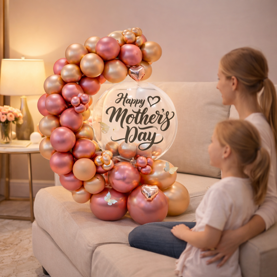 Happy Mother's Day Air Filled Stylish Balloon Bouquet | Pre-Inflated & Delivered