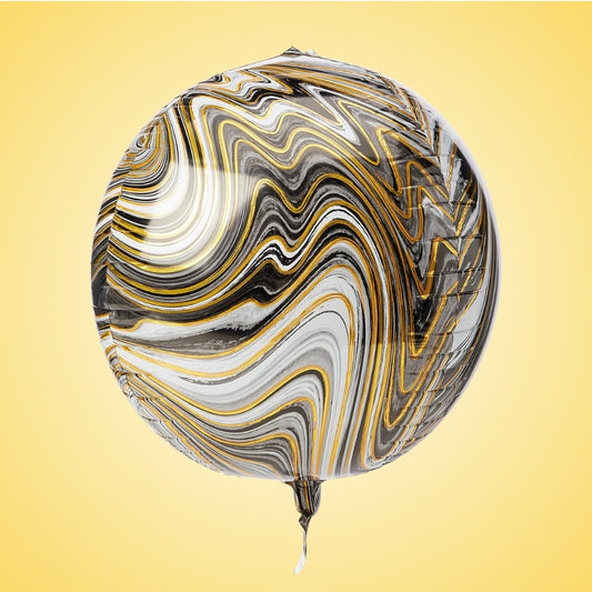 Orbz Black Marblez Foil Balloon - Helium Quality - 20 inches - 1PC