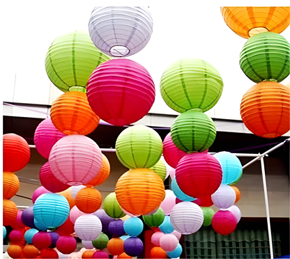 Multicolor Paper Lanterns Set 10Pcs - Party Hanging Decor | Wanna Party - Image 4