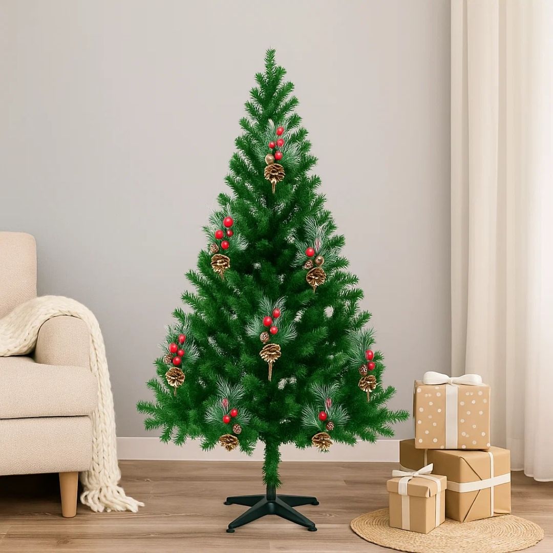 Pine Christmas Tree Green - 5FT with Cherry & Pine Tree Inserts