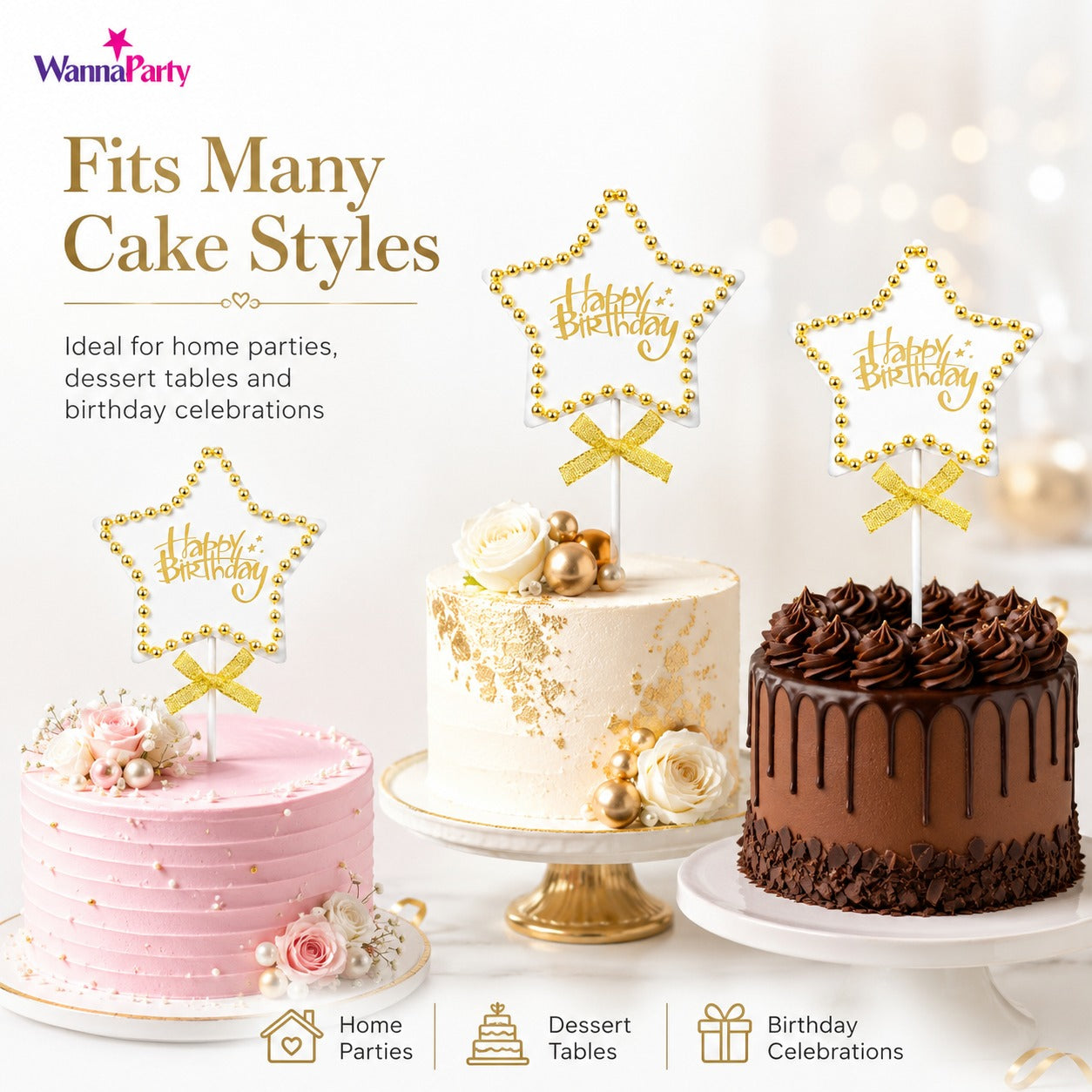 Romantic Love Heart Cake Topper Set of 3, Red Heart Picks with Double Heart Design & Bow, Cake Decoration for Valentine’s Day, Anniversary, Proposal or Weddings - Set of 3PC
