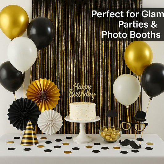 Gold & Black Dual Tone Foil Curtain - 6FT x 3FT - 1PC