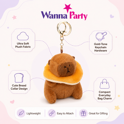 Capybara Neck Pillow Plushy Brown Key Chain - 1PC